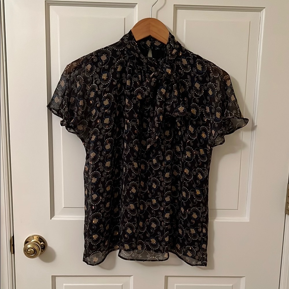 Stylish Sheer Blouse with Gold Details